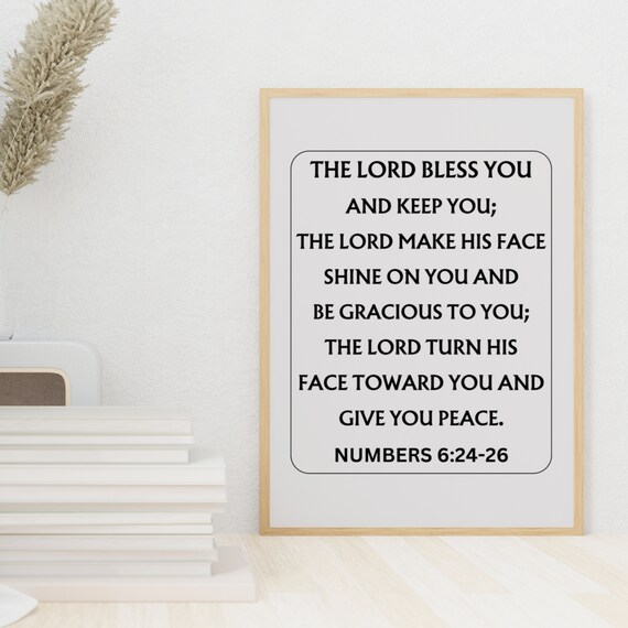 The Lords Blessing Numbers 624 26 Typography Christian Art Print Bible Verse Wall Art Minimal Scripture Sign Christian Home Decor