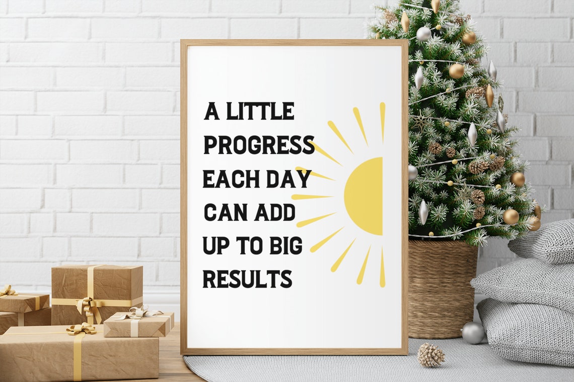 A Little Progress Each Day Motivational Sun Quote Wall Poster - Image 4