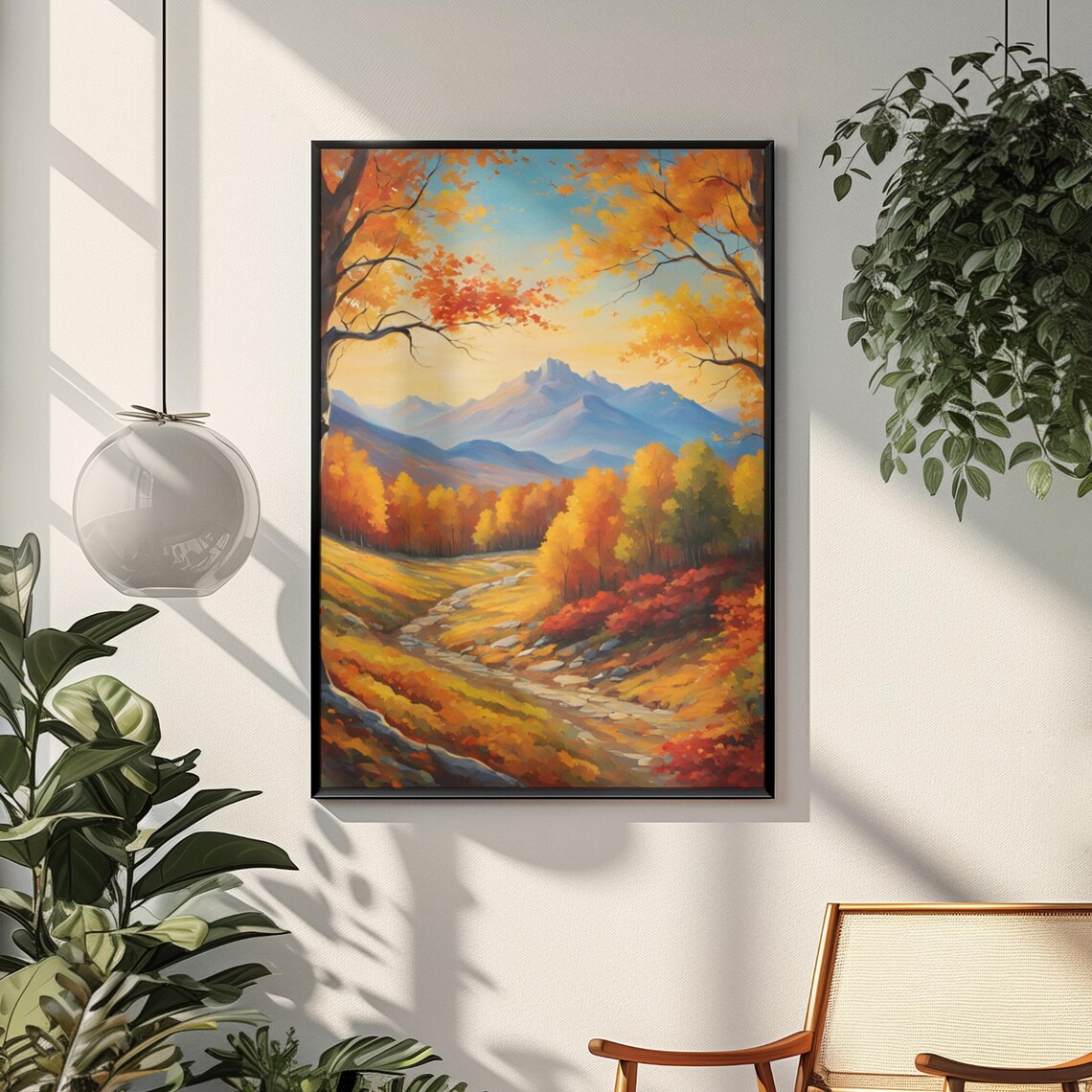 Autumn Landscape Mountain Painting Fall Countryside Scene Poster - Image 6
