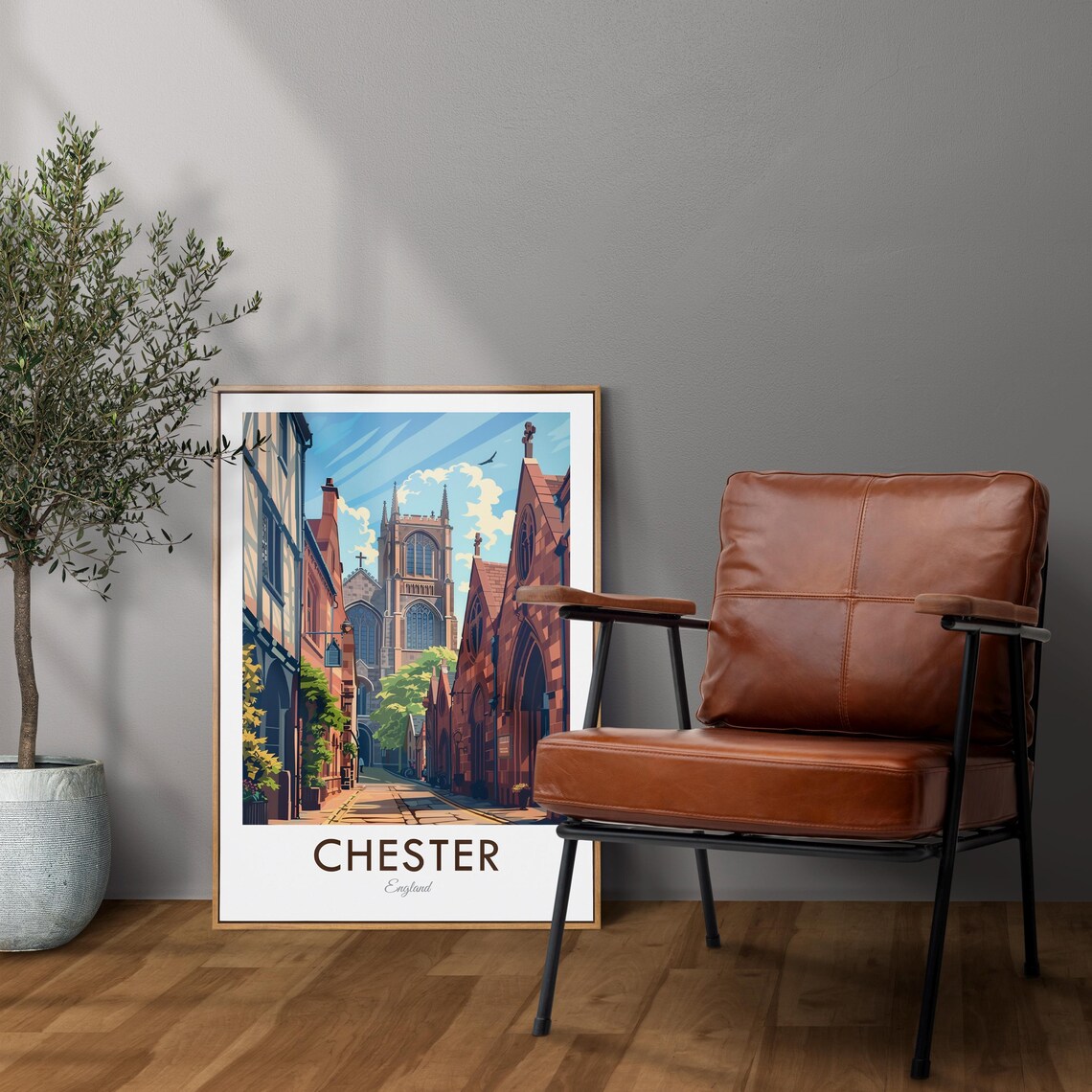 Chester England Cathedral Tudor Street Scene Vintage Travel Poster - Image 2