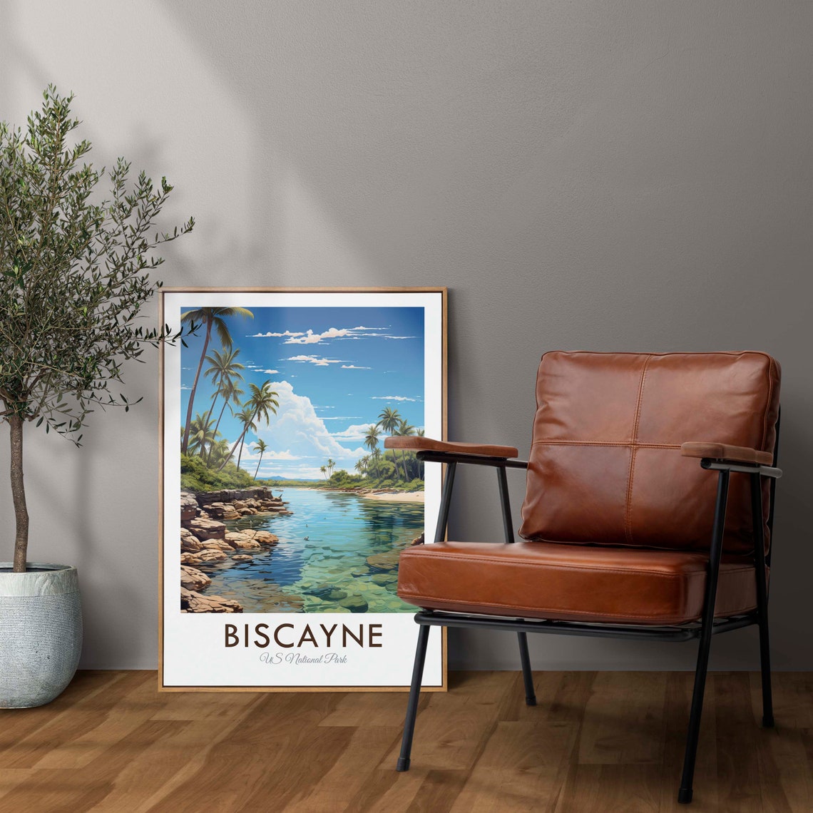 Biscayne US National Park Palm Rocky Shore Tropical Water Poster