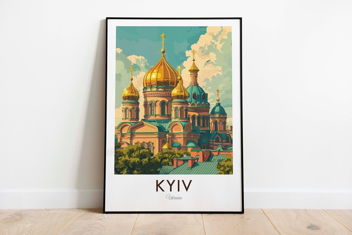 Kyiv Ukraine Golden Domed Cathedral Church Architecture Poster - Image 3