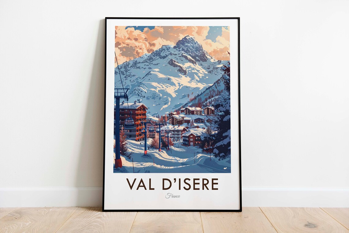 Val Disere France Vintage Travel Poster, Wall Art Print
