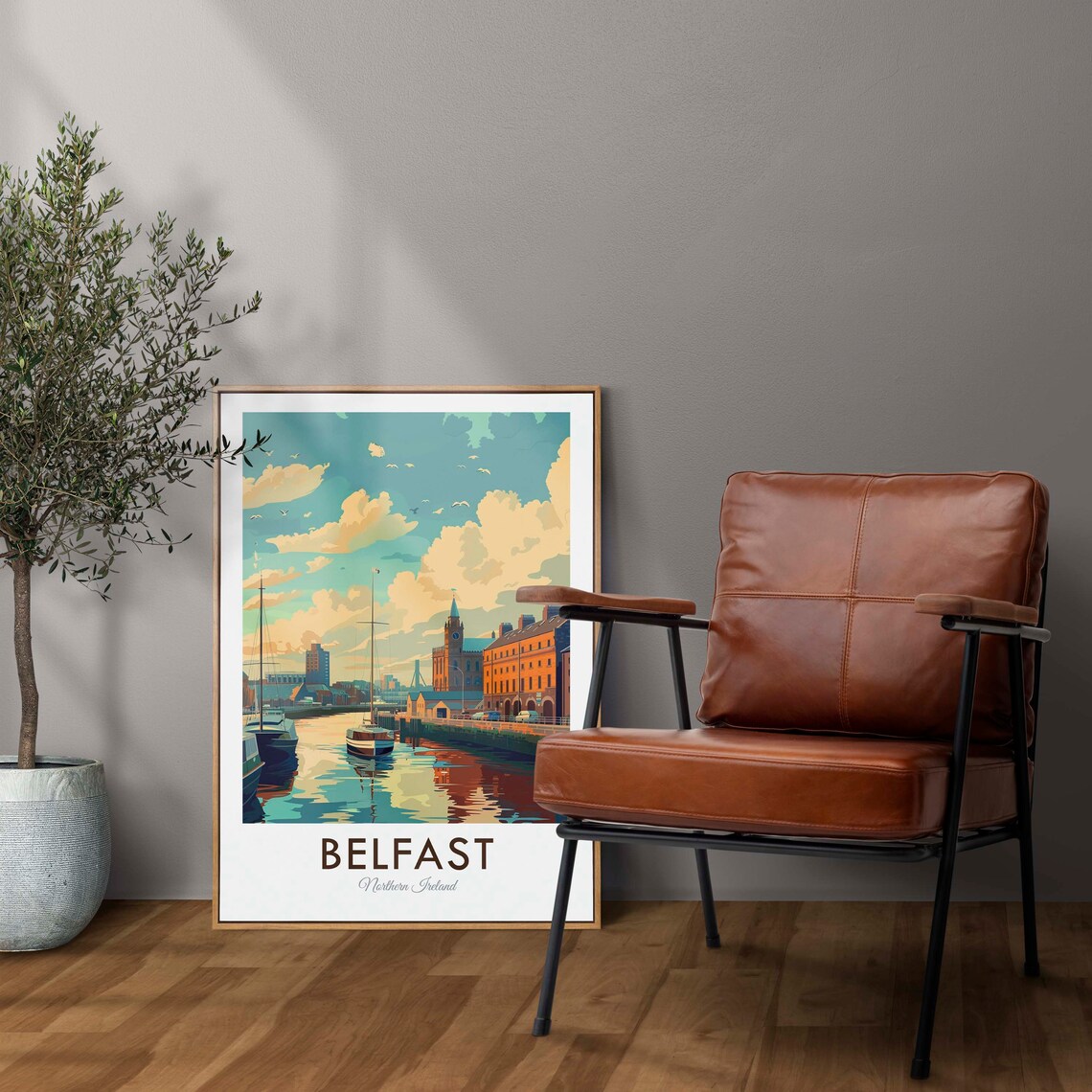 Belfast Northern Ireland Historic Harbor Sailboats Waterfront Poster - Image 2