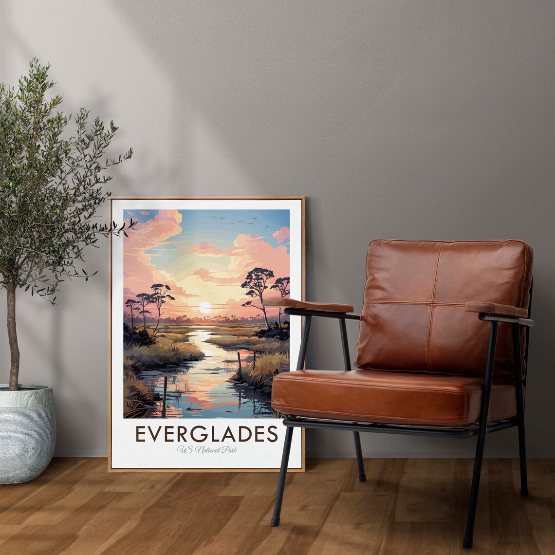 Everglades National Park Florida Sunset Wetlands River View Poster