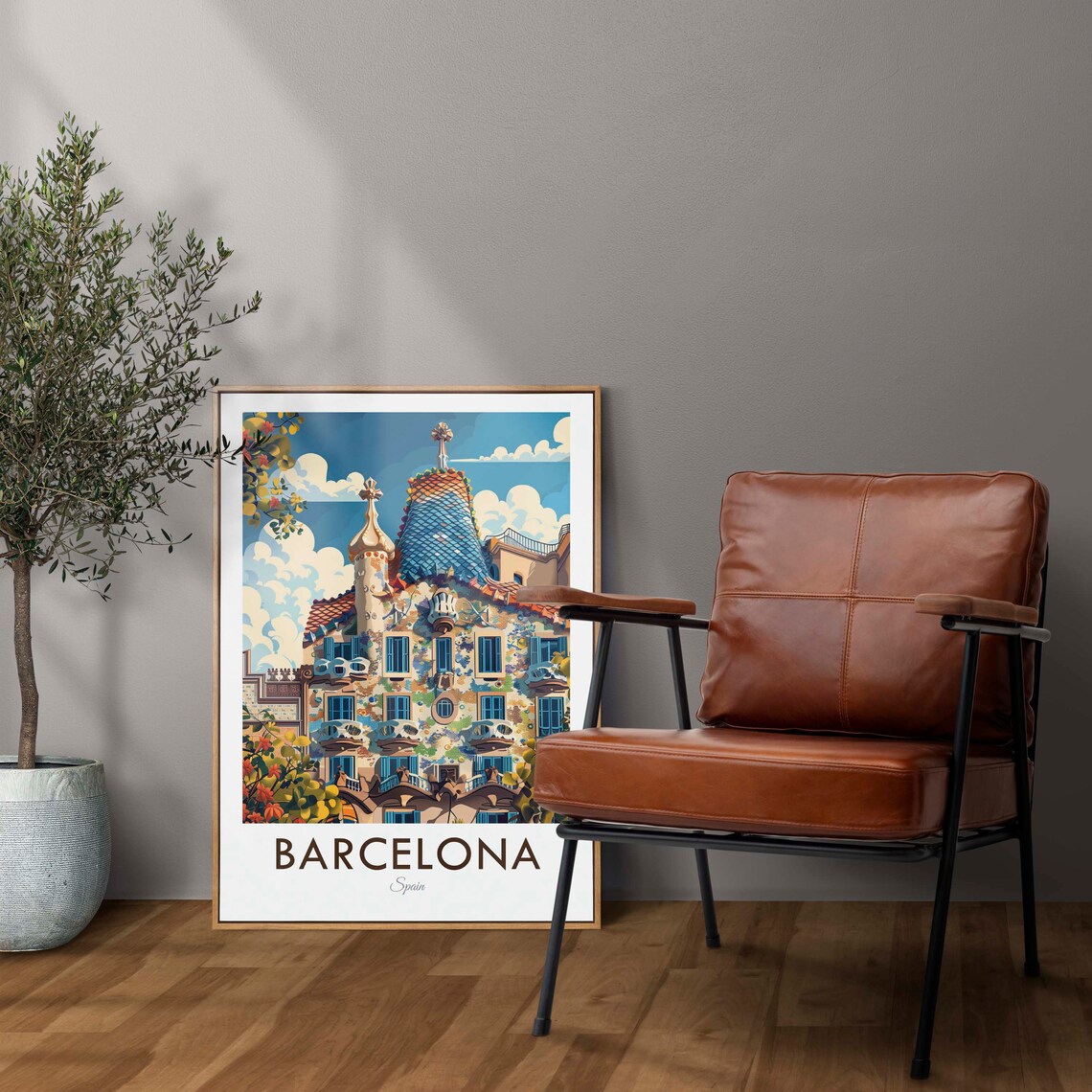 Barcelona Spain Vintage Travel Poster, Europe Decor - Image 2