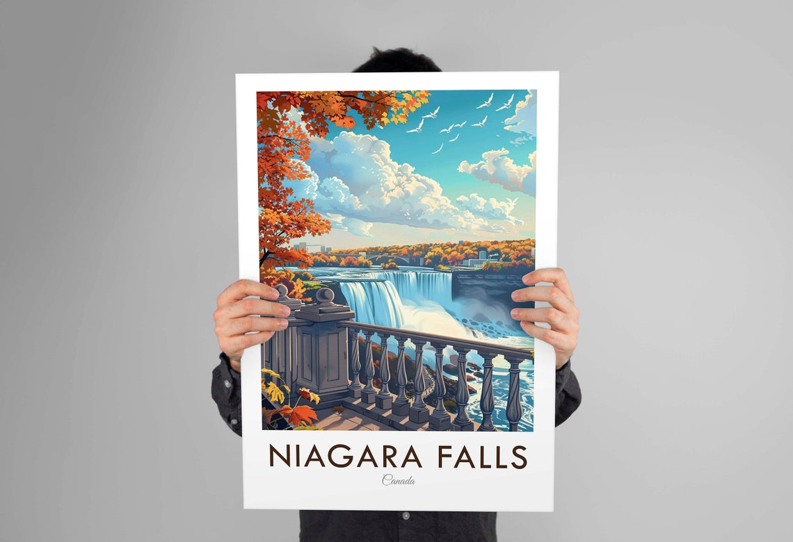 Niagara Falls Canada Fall Foliage Terrace Scenic View Poster - Image 2