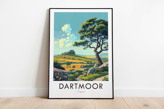 Dartmoor England Vintage Style Travel Poster, Europe