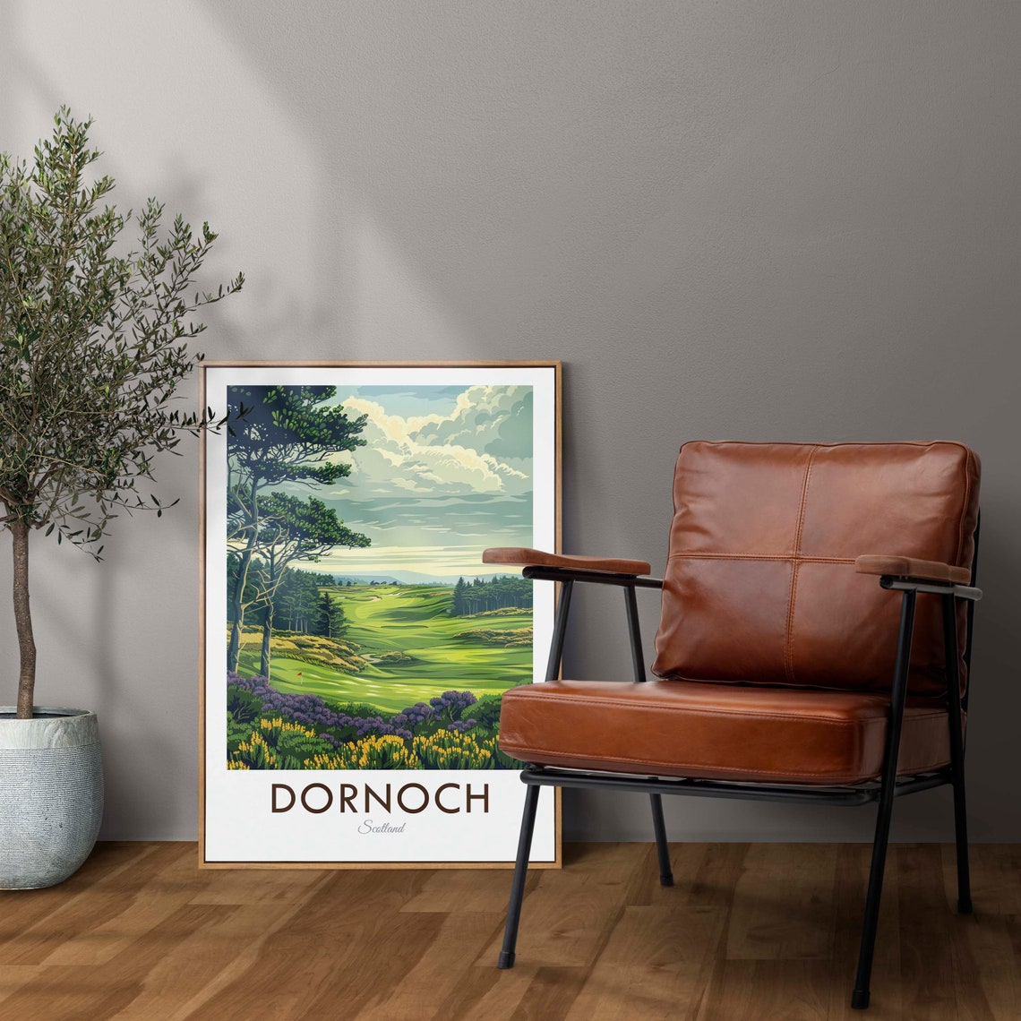 Dornoch Scotland Highland Pine Framed Golf Course Heather Poster - Image 2