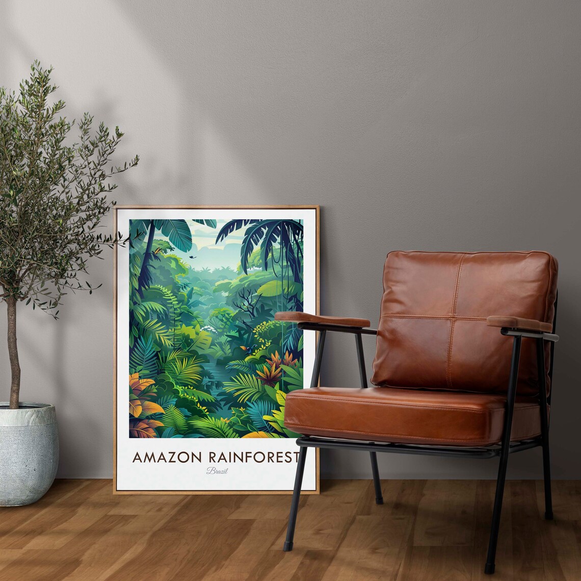Amazon Rainforest Brazil Lush Jungle Canopy Vintage Travel Poster - Image 2