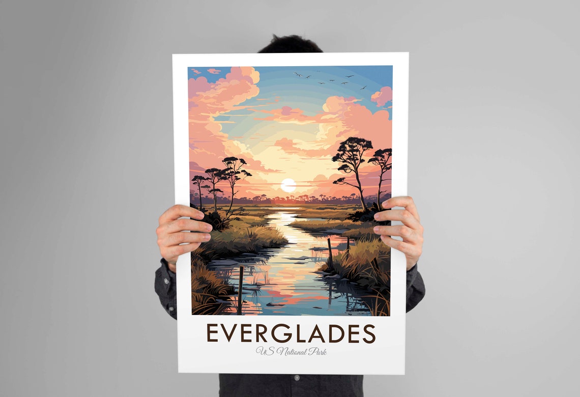 Everglades National Park Florida Sunset Wetlands River View Poster - Image 2