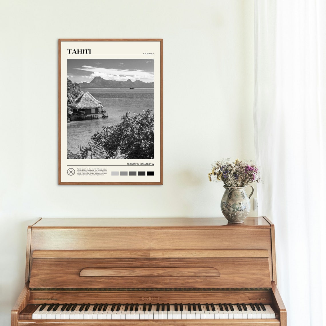 Black And White Tahiti Print Tahiti Art Tahiti Poster Tahiti Photo Tahiti Poster Print Tahiti Wall Decor Oceania Poster Print - Image 2
