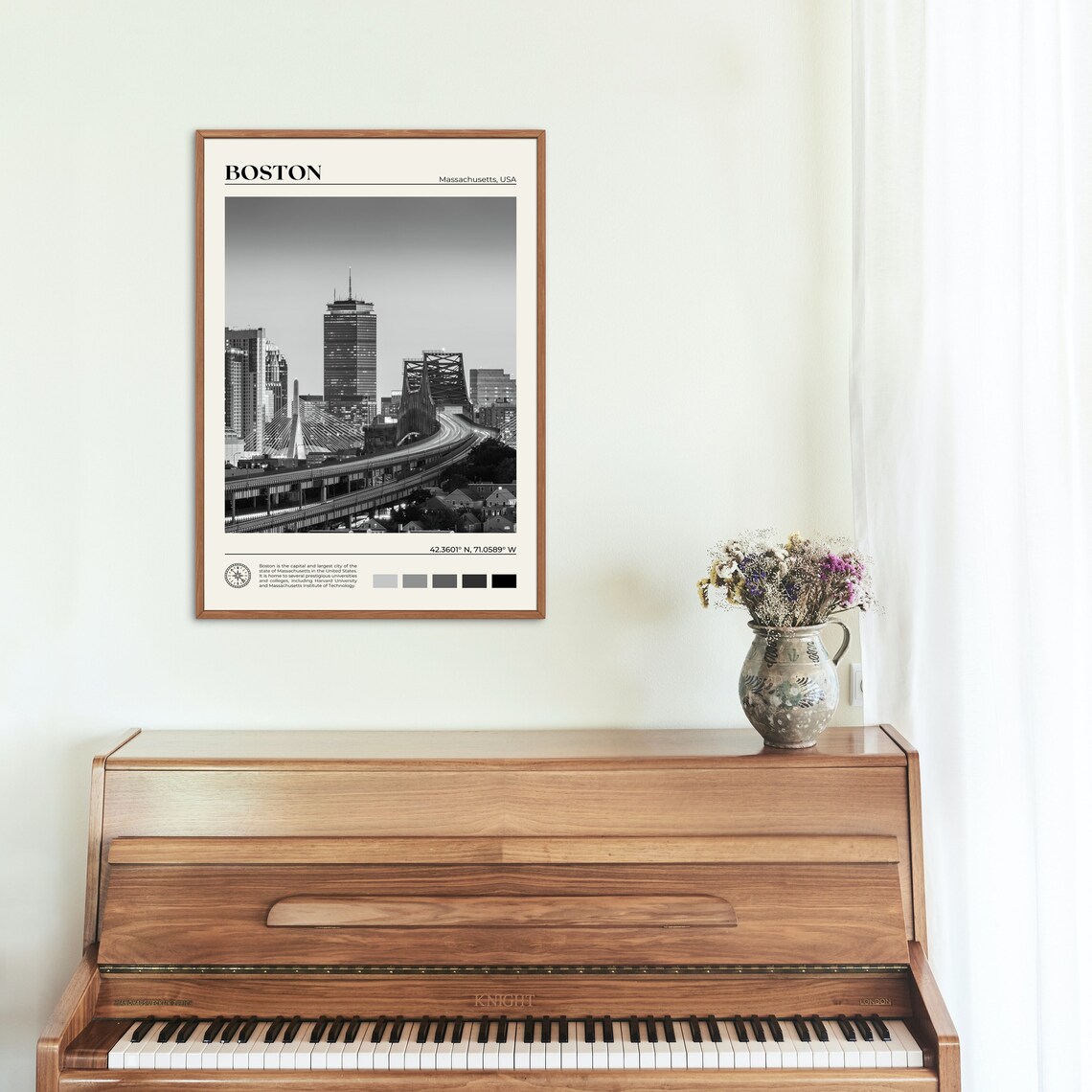 Boston Black and White Travel Poster, Massachusetts - Image 2