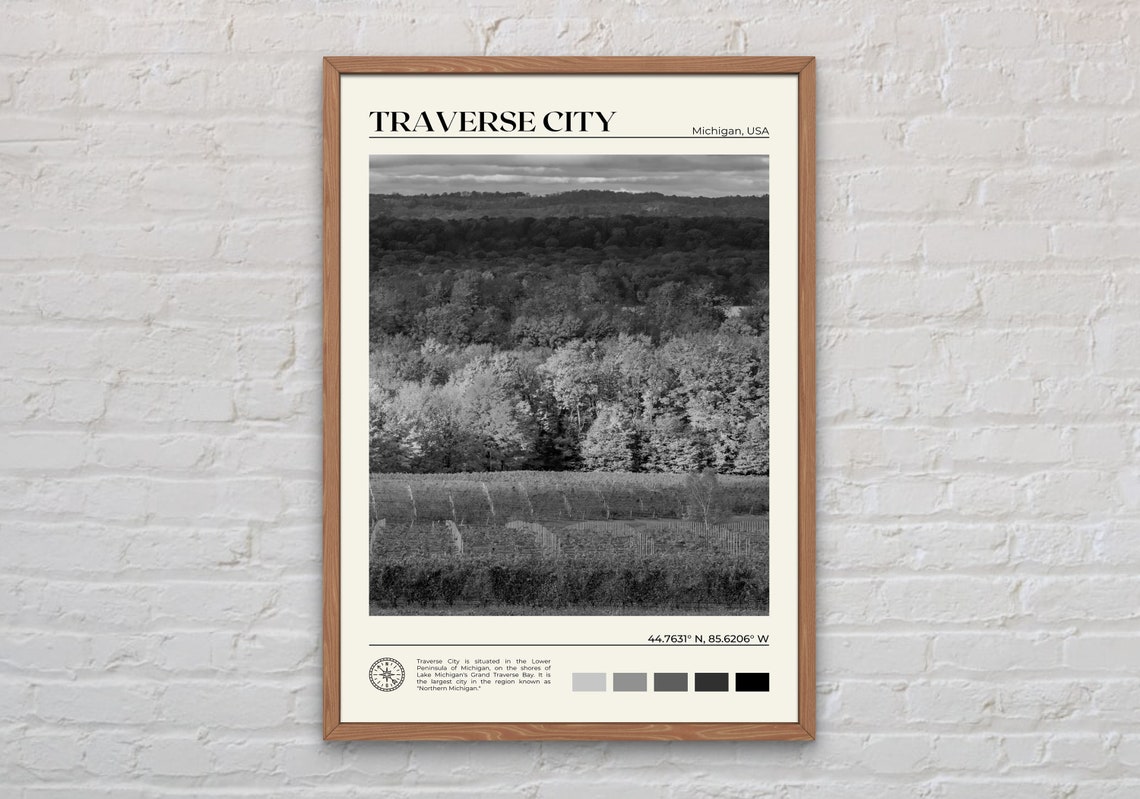 Black And White Traverse City Print Traverse City Wall Art Traverse City Poster Traverse City Photo Michigan Wall Decor Usa Poster