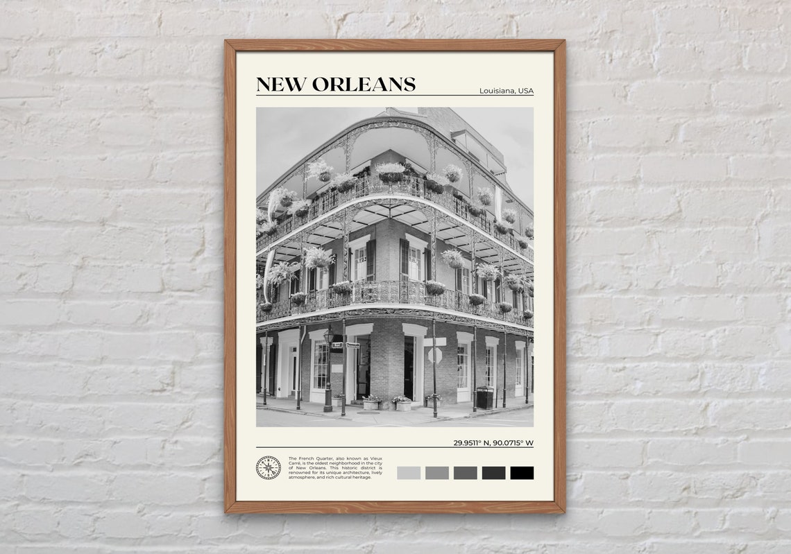 Black And White New Orleans Print New Orleans Wall Art New Orleans Poster New Orleans Photo New Orleans Poster Print United States