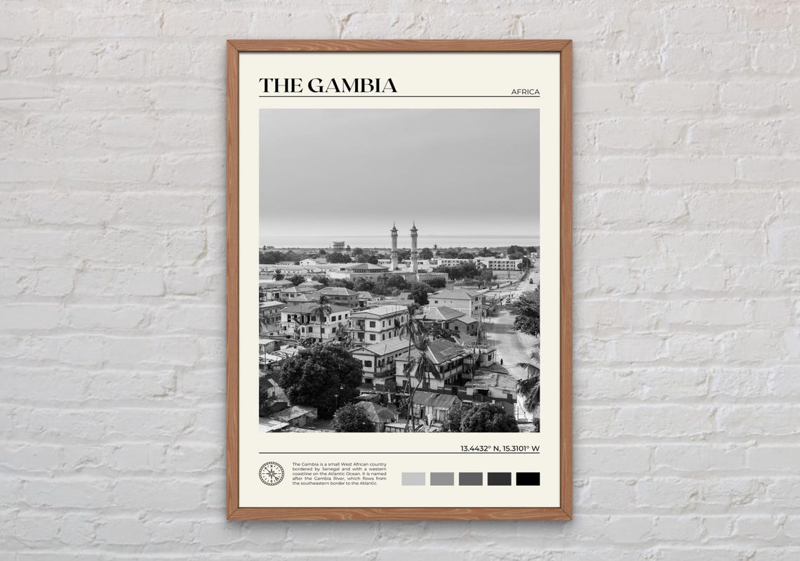 Black And White The Gambia Print The Gambia Wall Art The Gambia Poster The Gambia Photo The Gambia Poster Print Africa