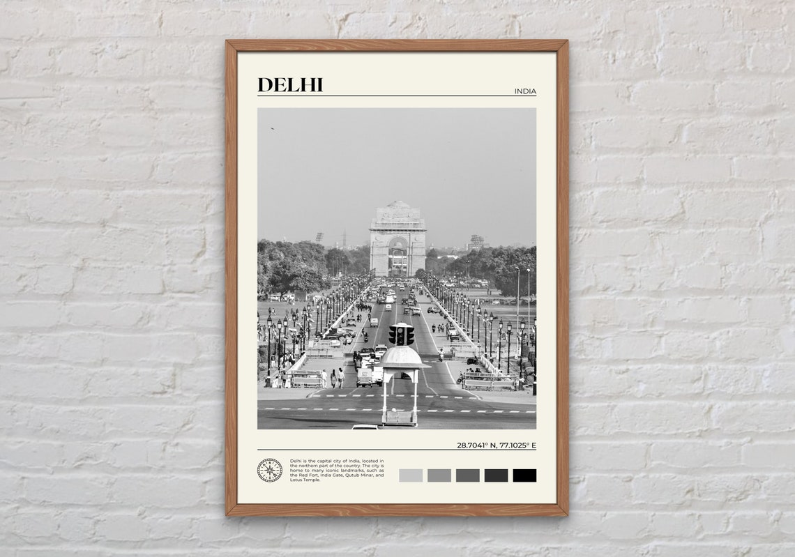 Black And White Delhi Print Delhi Wall Art Delhi Poster Delhi Photo Delhi Poster Print Delhi Wall Decor India Poster Print Asia