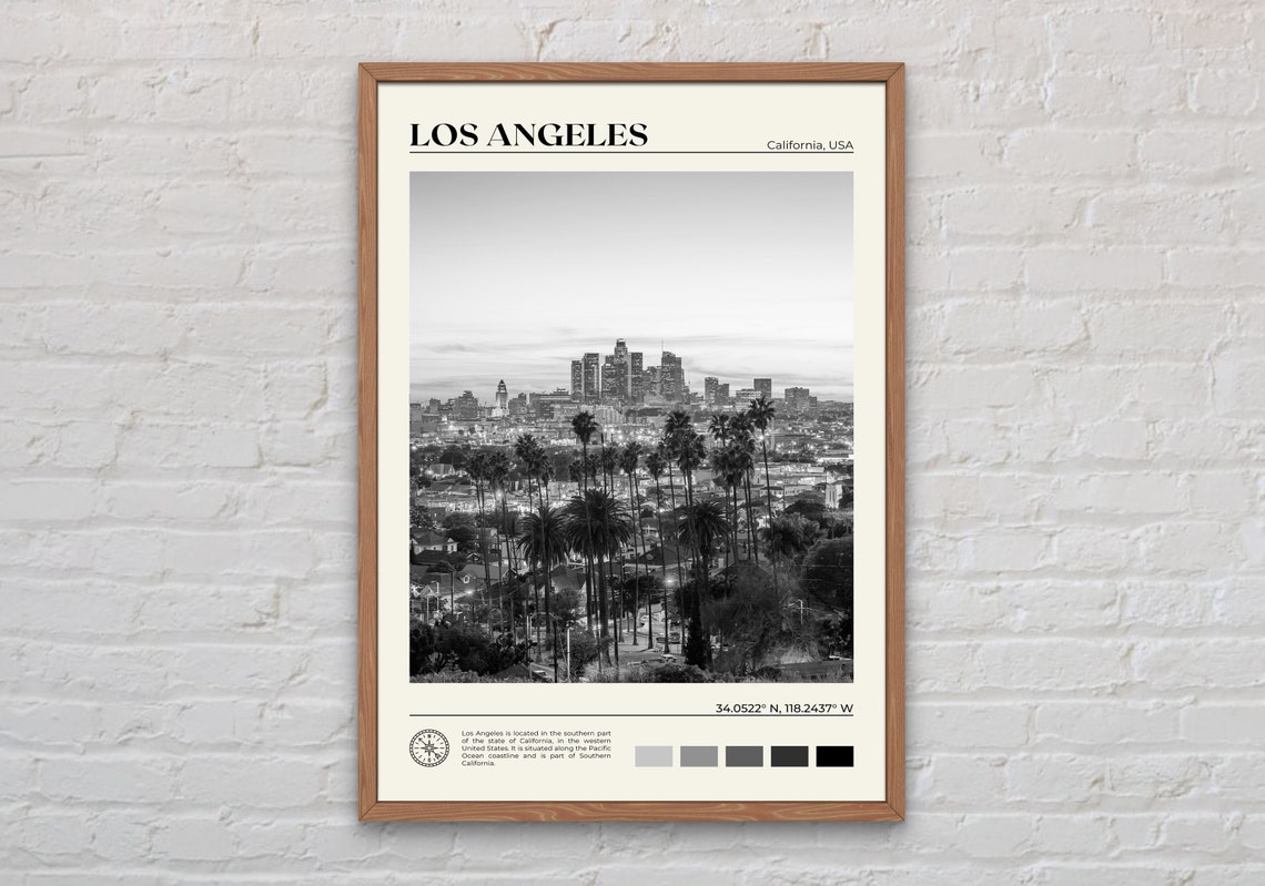 Black And White Los Angeles Print Los Angeles Wall Art Los Angeles Poster Los Angeles Photo Los Angeles Poster Print California