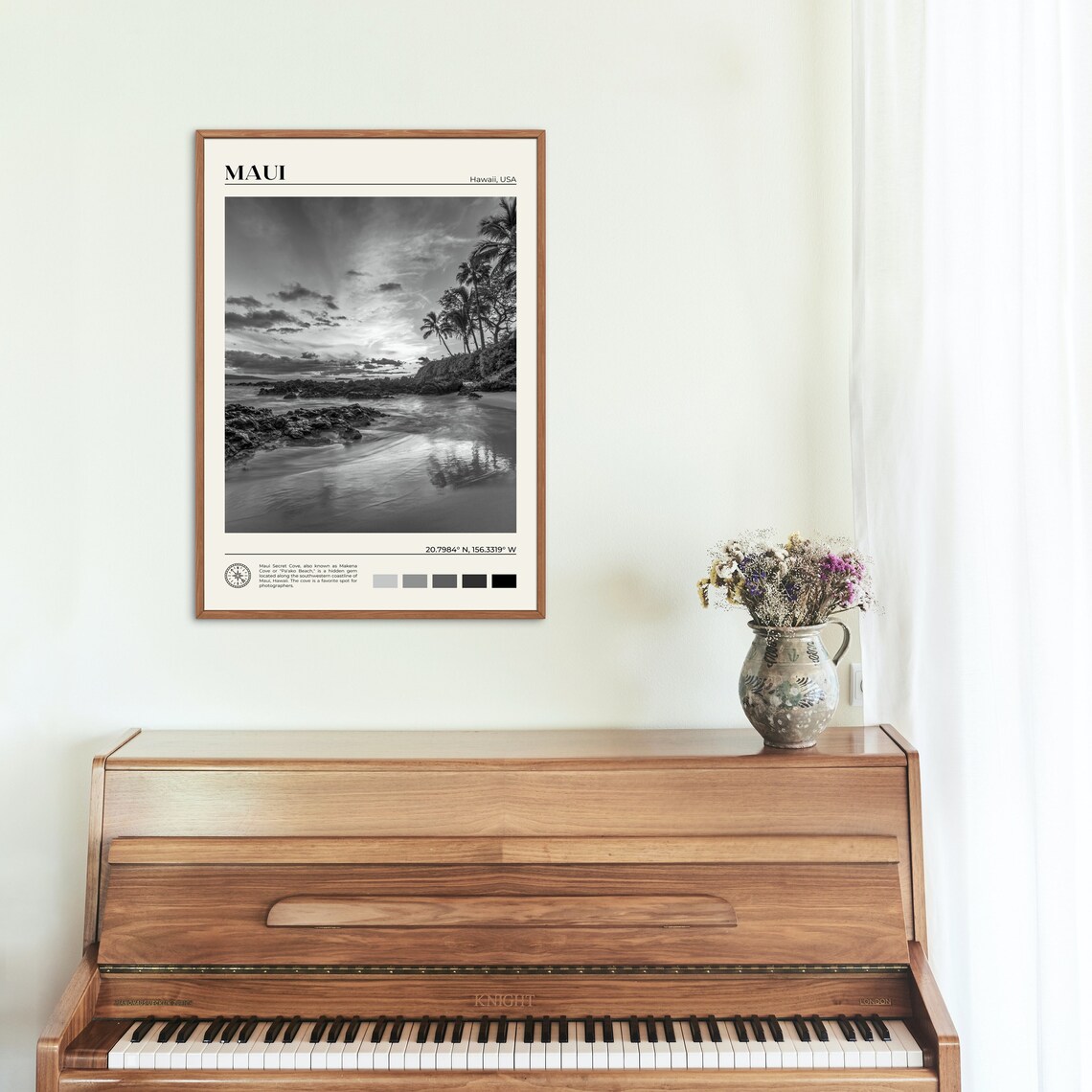 Black And White Maui Travel Poster, Hawaii Wall Art - Image 2