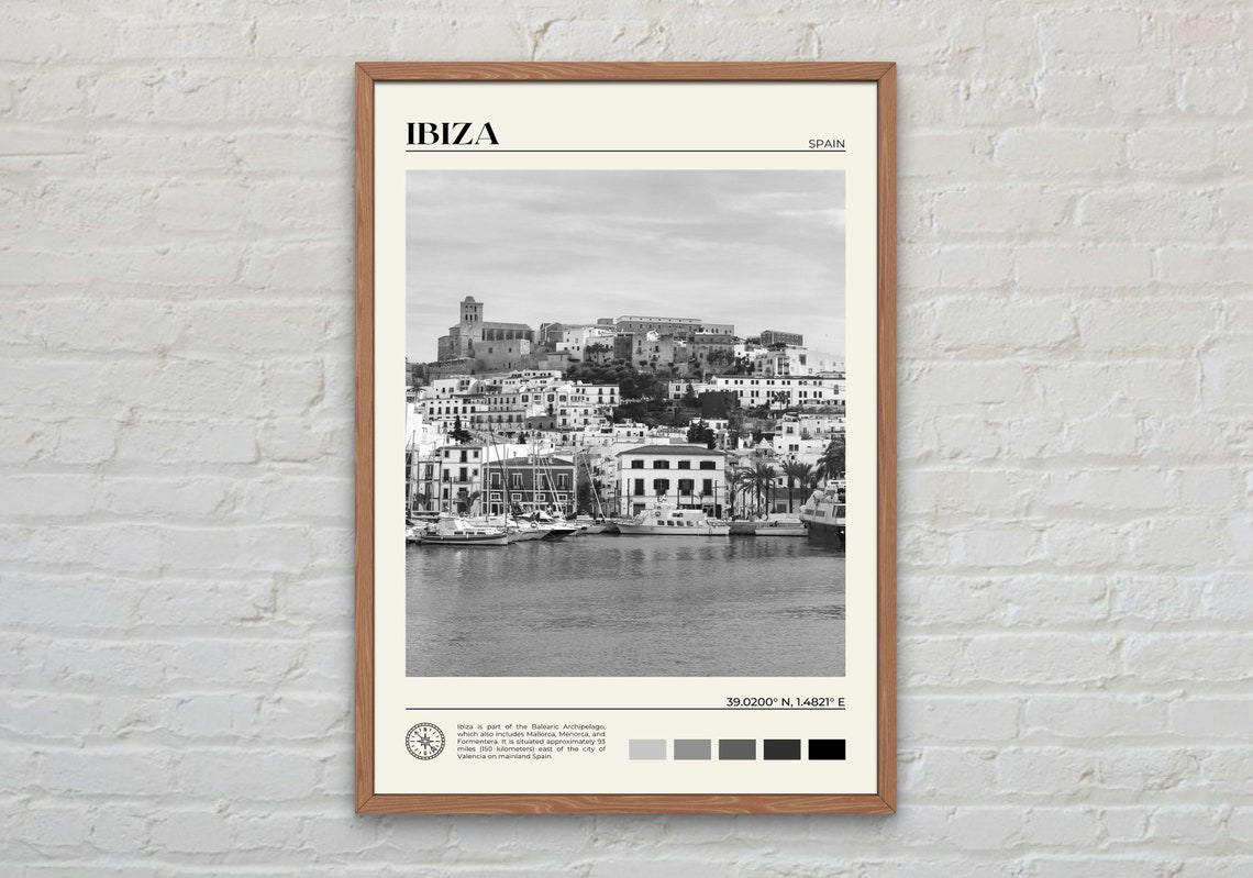 Black And White Ibiza Print Ibiza Wall Art Ibiza Poster Ibiza Photo Ibiza Poster Print Ibiza Wall Decor Spain Poster Print Europe