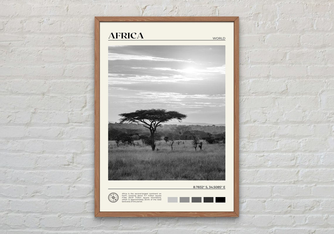 Black And White Africa Print Africa Wall Art Africa Poster Africa Photo Africa Poster Print Africa Wall Decor World Poster Print