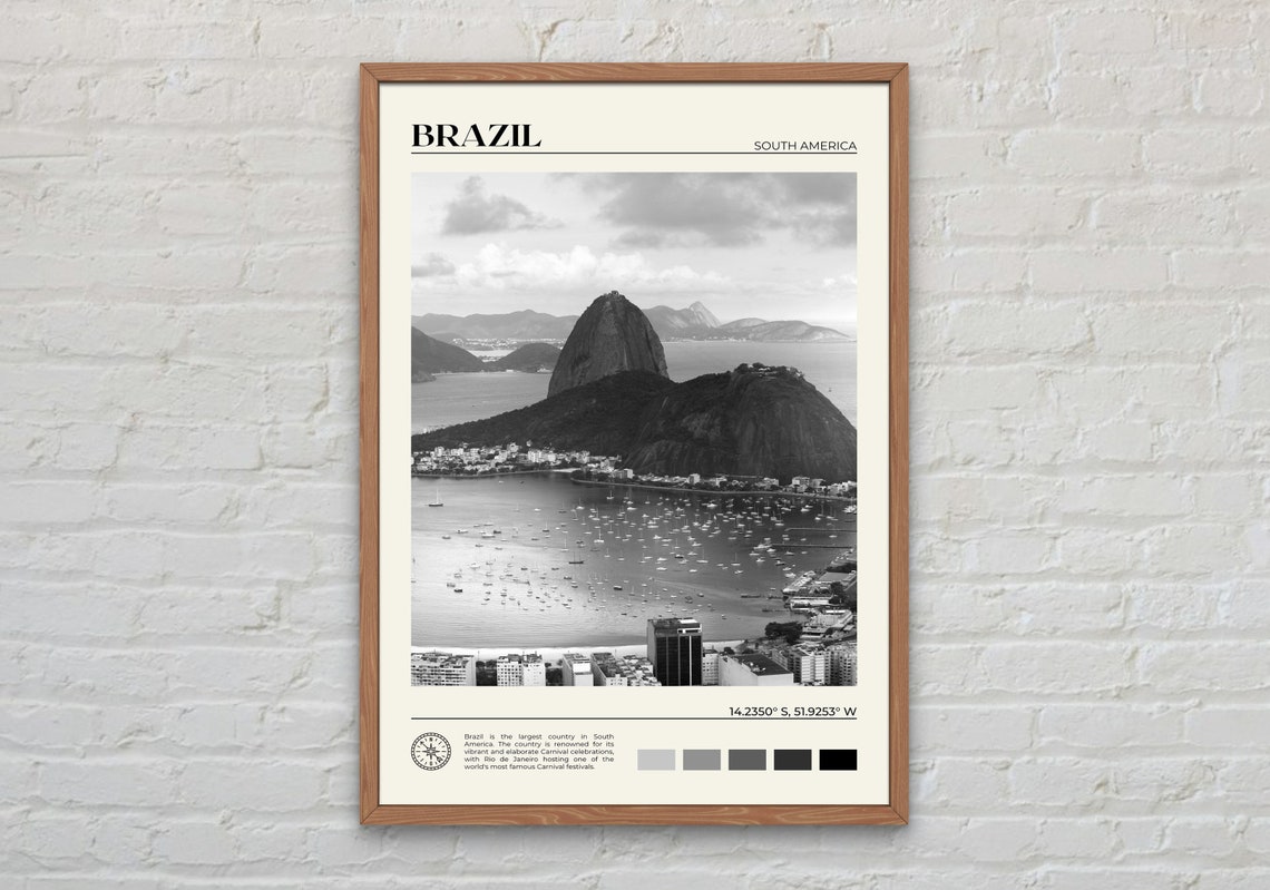 Black And White Brazil Print Brazil Wall Art Brazil Poster Brazil Photo Brazil Poster Print Brazil Wall Decor South America