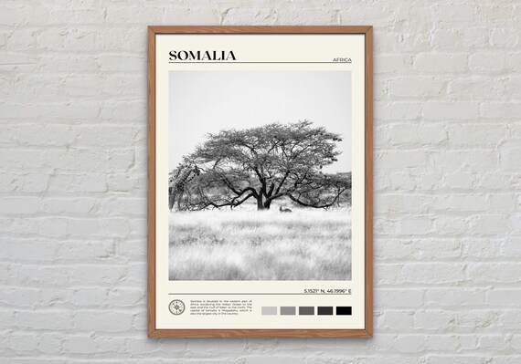 Black And White Somalia Print Somalia Wall Art Somalia Poster Somalia Photo Somalia Poster Print Somalia Wall Decor Africa Poster
