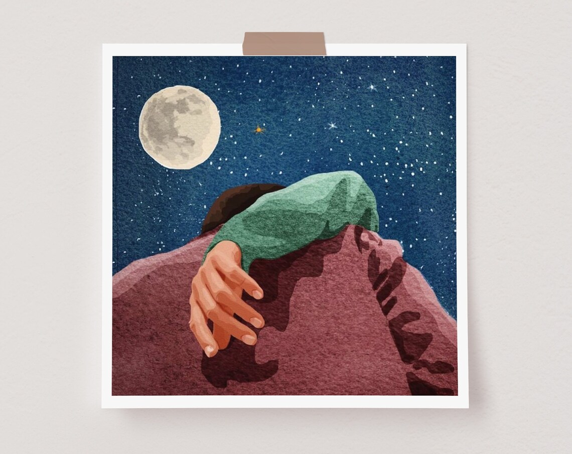 Lovers Under A Starry Night, Van Gogh-Inspired Art Print