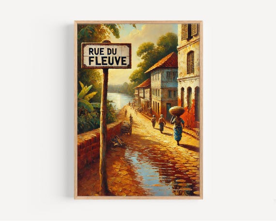 Bangui Cityscape Print Rue Du Fleuve Central African Republic