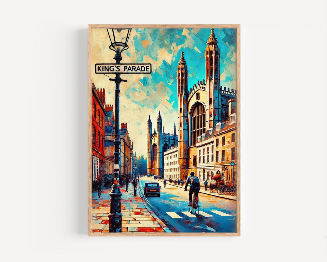King's Parade Cambridge Chapel Street Sign Painterly City Art Poster
