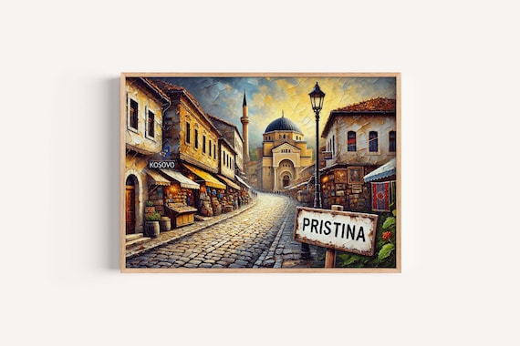 Pristina Kosovo City Print Modern Balkan Travel Poster