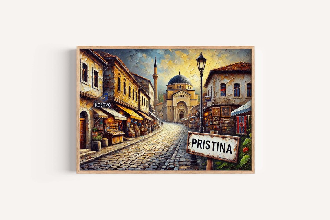 Pristina Kosovo City Print Modern Balkan Travel Poster