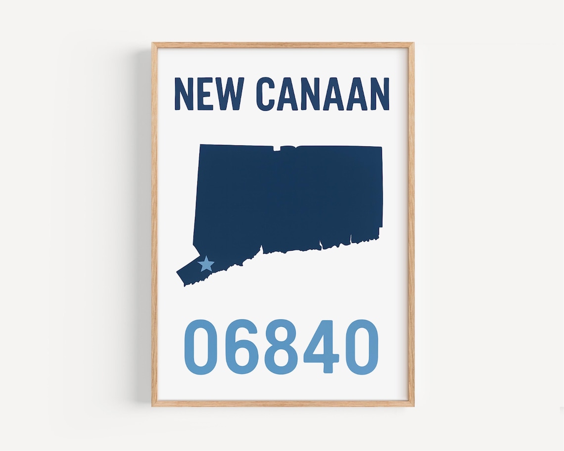 New Canaan Connecticut Travel Poster, Town Street Sign
