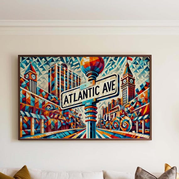 Cubism Atlantic Avenue Wall Art Atlanta New Jersey Travel Poster City Gift Modern Housewarming Decor Unique Cubist Print