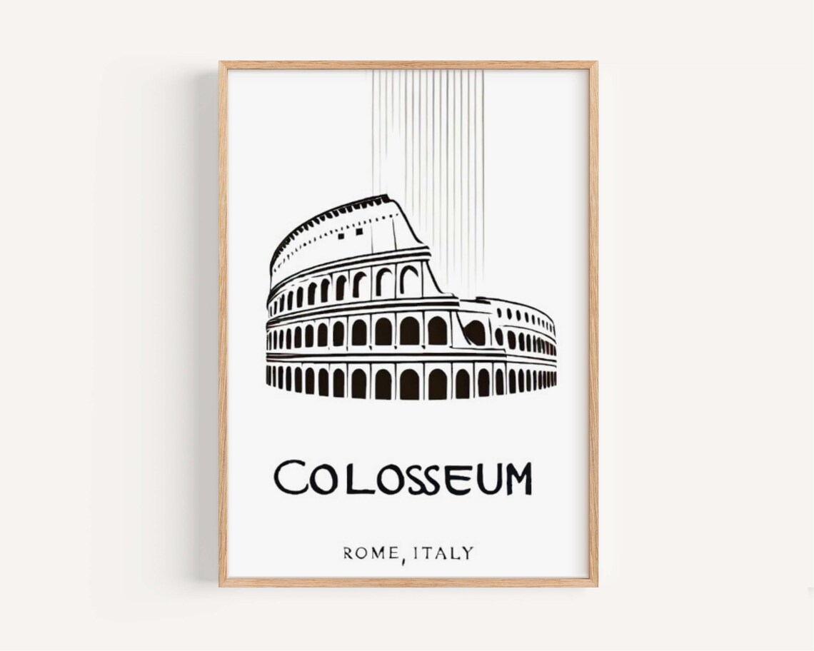 Colosseum Print, Vintage Rome Travel Poster