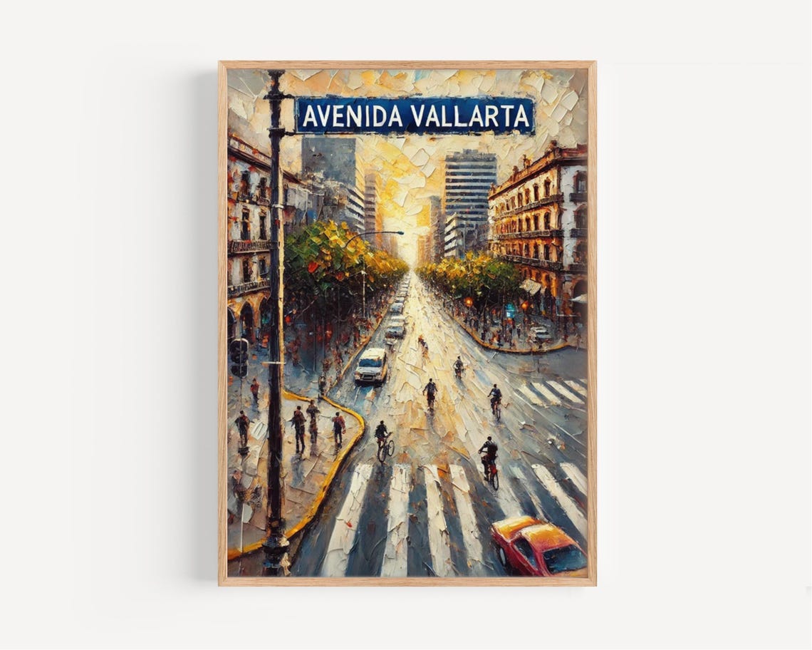 Avenida Vallarta Guadalajara Mexico Sunny Avenue Impasto Poster