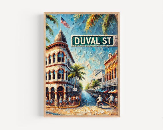 Duval Street Art Print Key West Travel Poster Florida Gift
