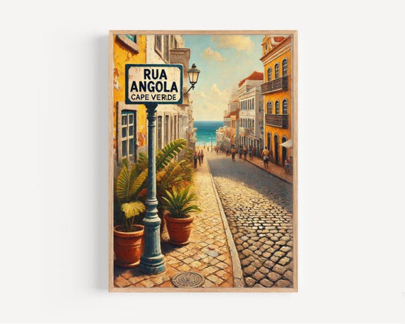 Rua Angola Street Art Print Mindelo Cape Verde Travel Poster