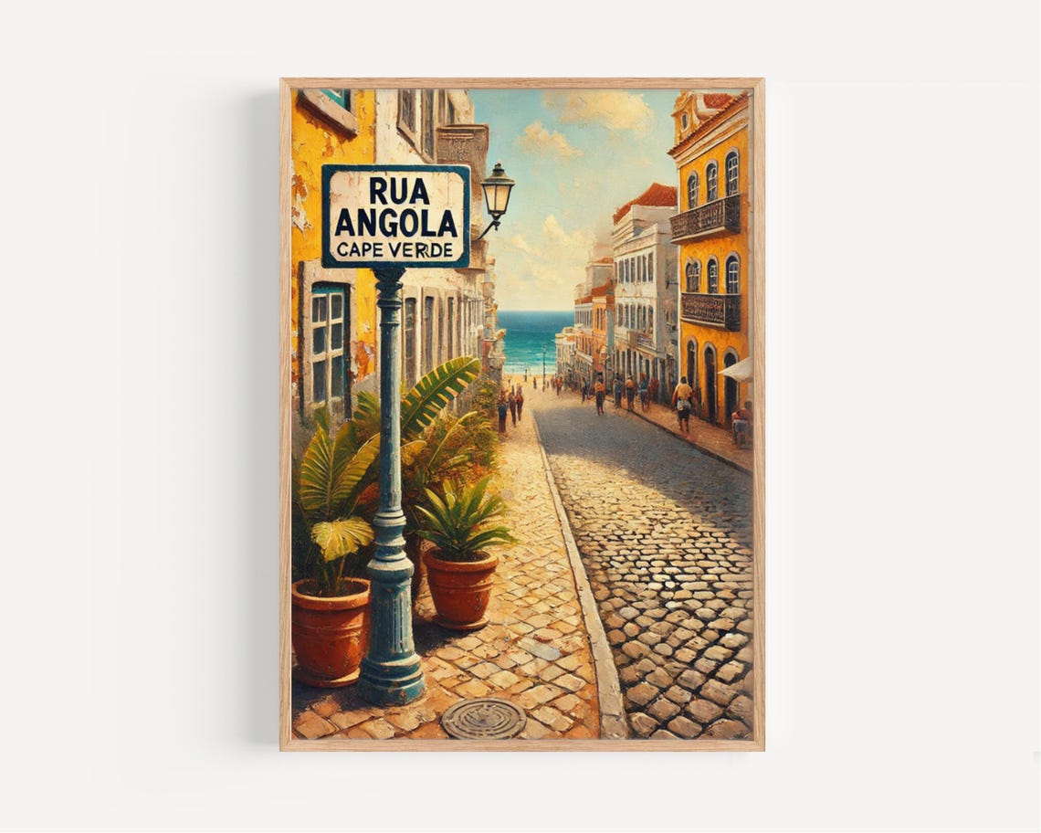 Rua Angola Street Art Print Mindelo Cape Verde Travel Poster