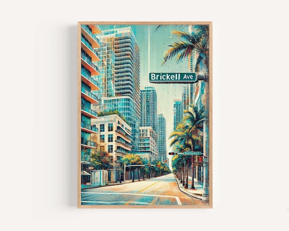 Brickell Ave Miami Skyscrapers Palms Financial District Art Print