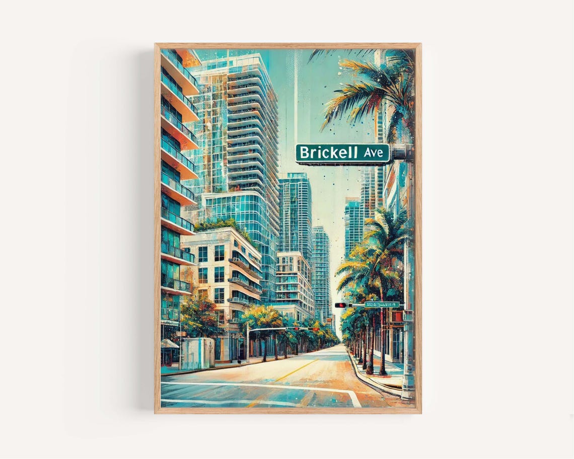 Brickell Ave Miami Skyscrapers Palms Financial District Art Print