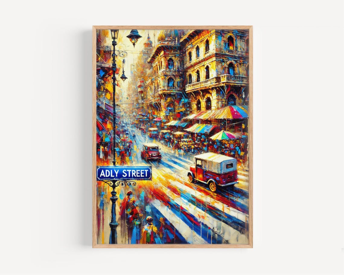 Adly Street Cairo Egypt Downtown Impressionist Oil Painting Poster