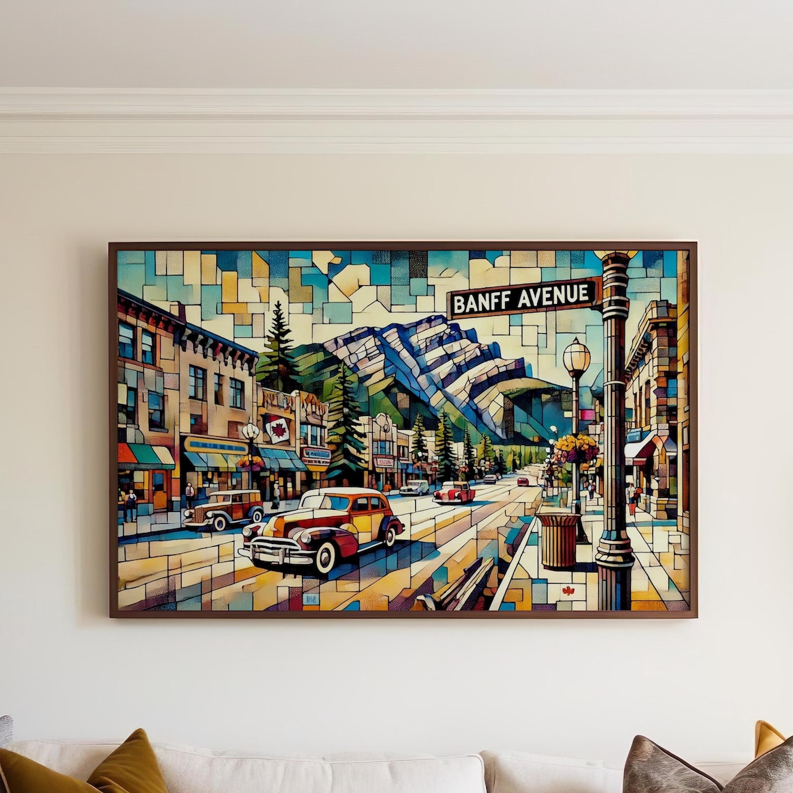 Banff Avenue Travel Poster, Mountain Home Decor