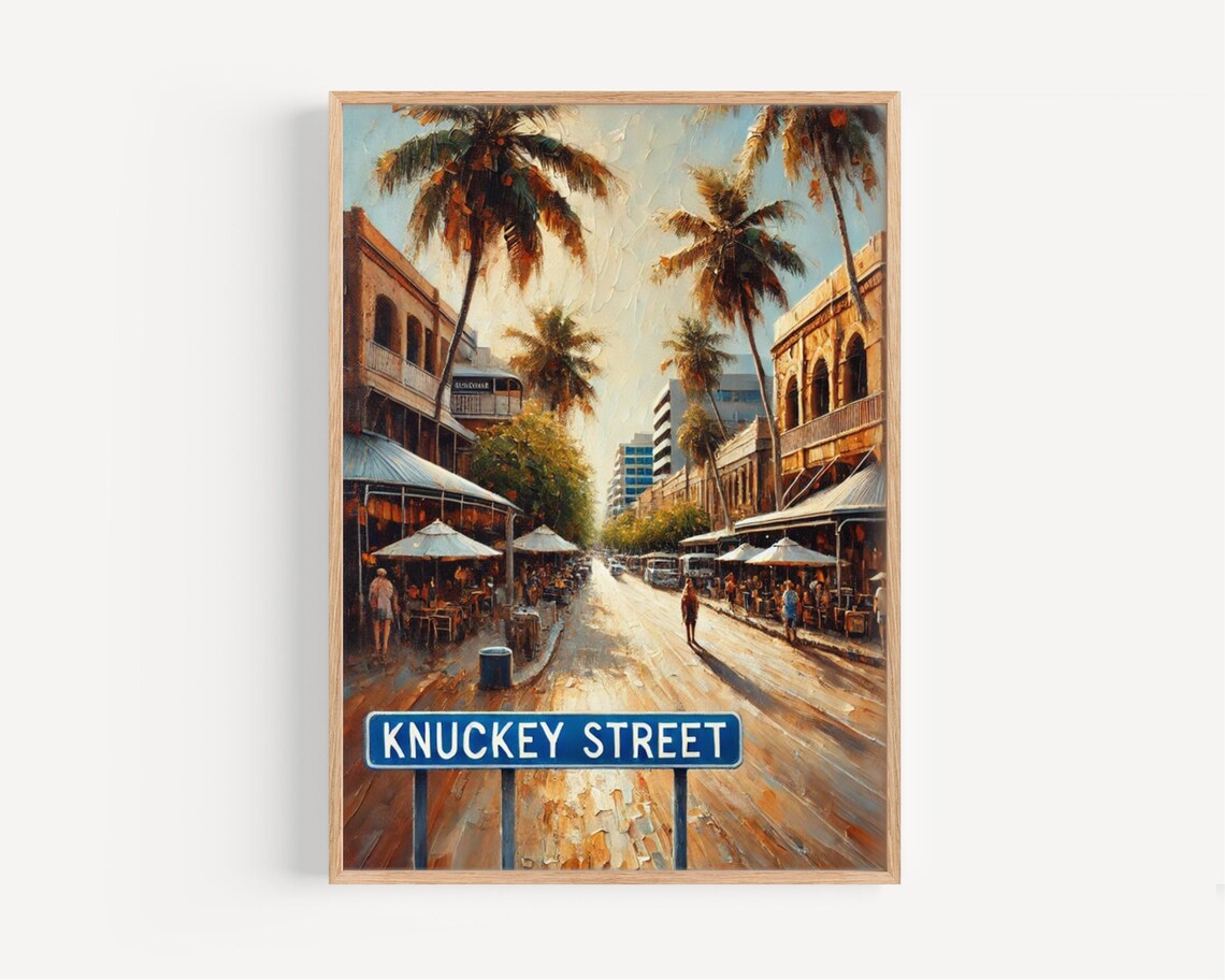 Knuckey Street Darwin Golden Hour Tropical Street Oil Painting Poster