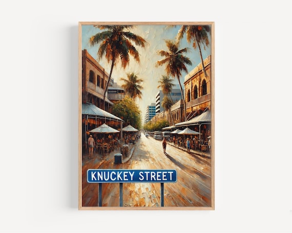 Knuckey Street Darwin Golden Hour Tropical Street Oil Painting Poster