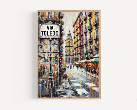 Via Toledo Naples Print Vibrant Italy Street Scene Travel Poster