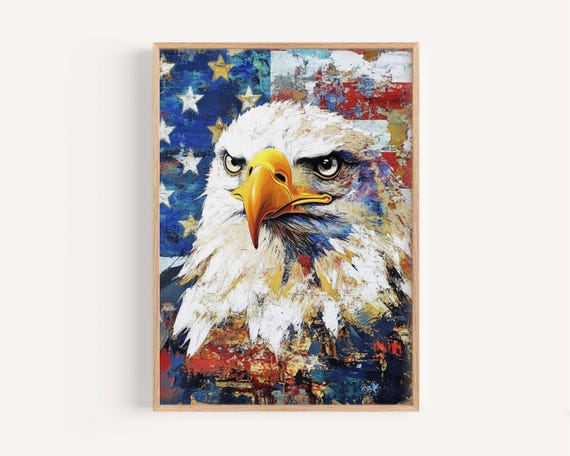 Bald Eagle Art Print Abstract Flag Wall Decor