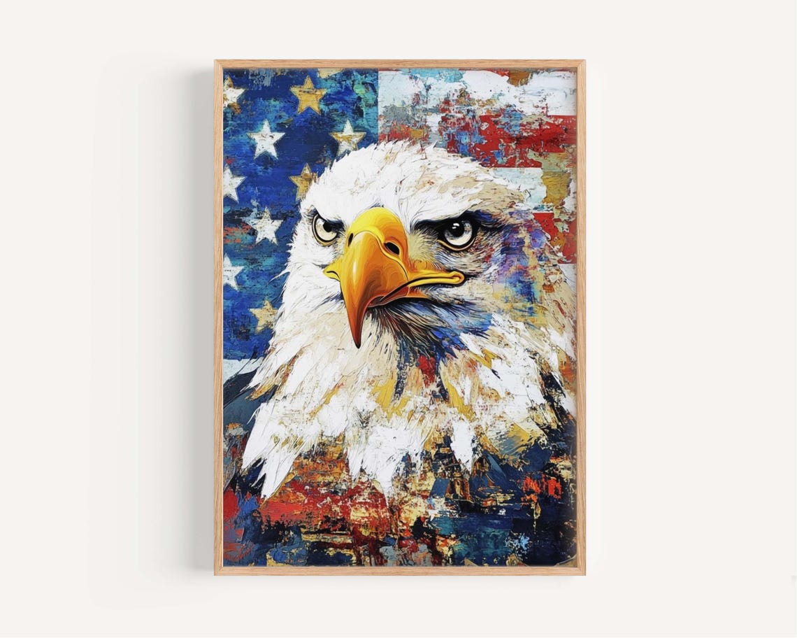 Bald Eagle Art Print Abstract Flag Wall Decor