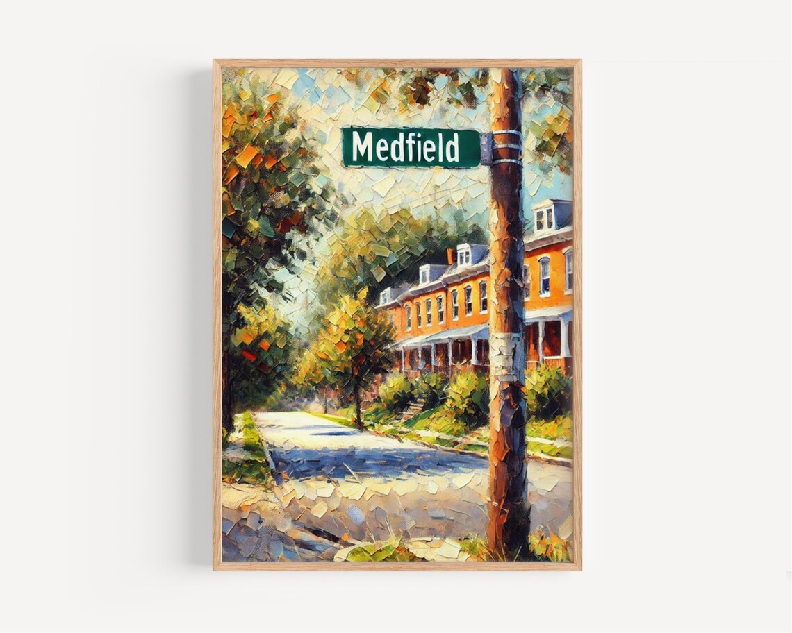 Medfield Massachusetts Impasto Street Sign Suburban Street Poster