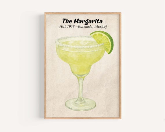Margarita Cocktail Illustration Bar Cart Art Print